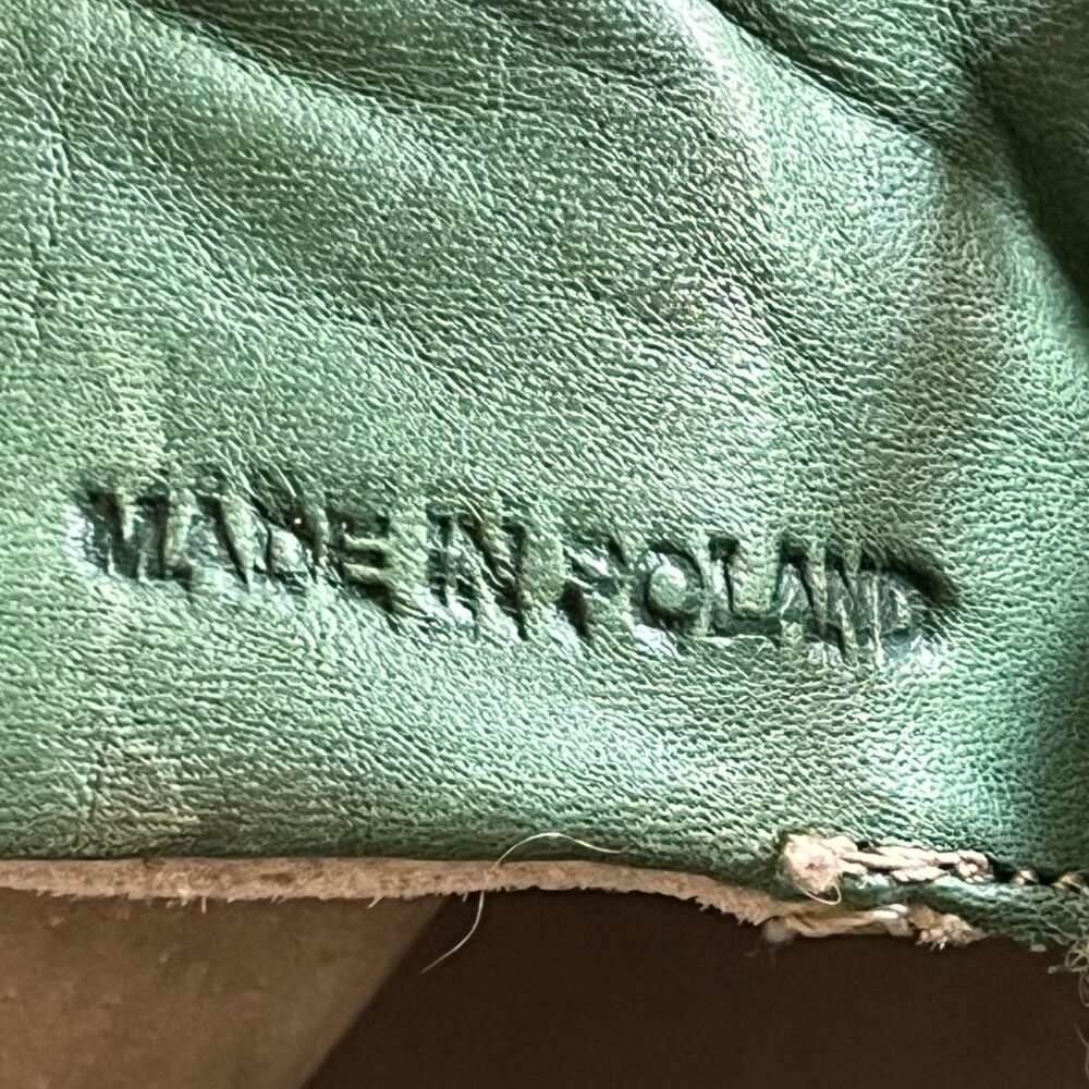 V Italia Green Kiki Leather Ankle Boots Eur Size 40 US Size 9 - 9.5 Cream Lining - Picture 15 of 16